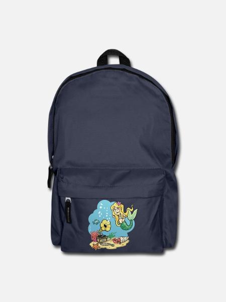 Meerjungfrau mit Grammophone, Unterwasserwelt - Rucksack - Navy