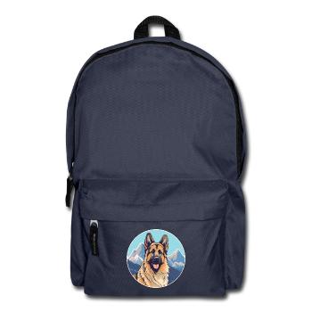 Karst Schäferhund Rasse Cartoon Kawaii Aquarell - Rucksack - Navy - Vorne