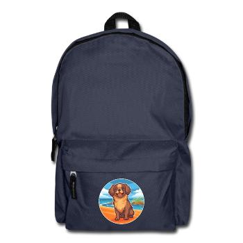 Tibetan Spaniel Hund Rasse Cartoon Kawaii Clipart - Rucksack - Navy - Vorne