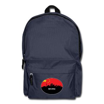 Peking-China-Flaggen-Skyline-Schattenbild-Reise - Rucksack - Navy - Vorne