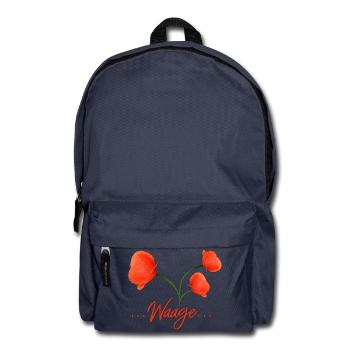 Waage Sternzeichen Waage Libra Mohn Klatschmohn - Rucksack - Navy - Vorne