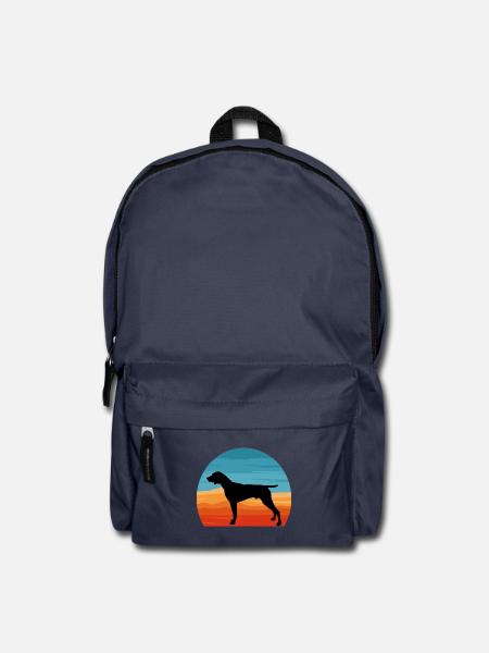 Deutsch Kurzhaar Pointer Hund Silhouette Retro - Rucksack - Navy