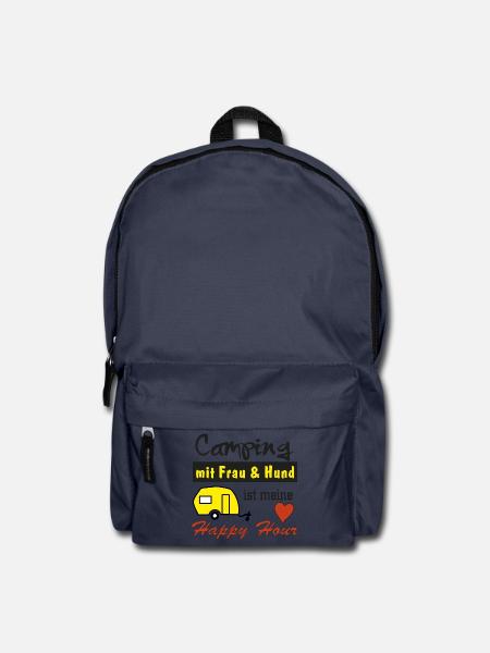 happy hour camping mit frau und hund - Rucksack - Navy