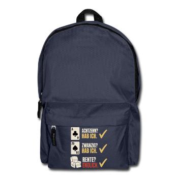 Achtzehn zwanzig Rente endlich – Skat Rentner - Rucksack - Navy - Vorne