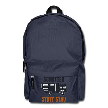 Schotter statt Stau – Offroad Spruch - Rucksack - Navy - Vorne