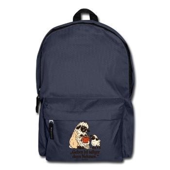Strickerin Schaf Geben ist seliger denn Nehmen - Rucksack - Navy - Vorne