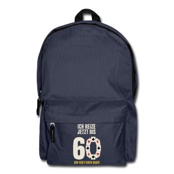 Skat 60. Geburtstag – Ich reize jetzt bis 60 - Rucksack - Navy - Vorne