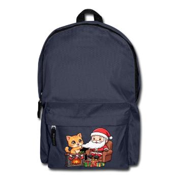 CatChristmas: Weihnachtsmann am Kamin - Rucksack - Navy - Vorne