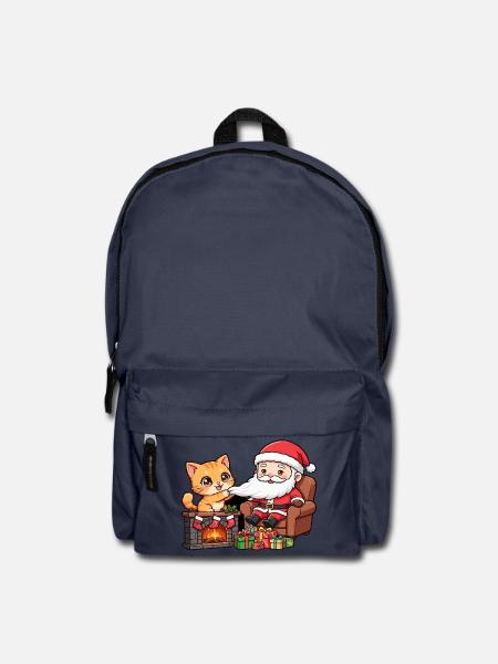 CatChristmas: Weihnachtsmann am Kamin - Rucksack - Navy