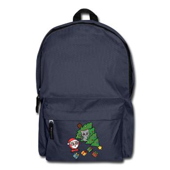 Fröhliche Katze und Weihnachtsbaum - Rucksack - Navy - Vorne
