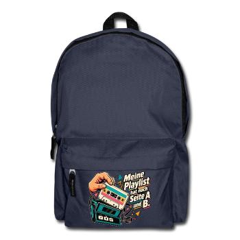 80er Musik Fan Mixtape Kassette Retro Nostalgie - Rucksack - Navy - Vorne