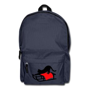 gatto_nero_sulla_slitta_con_copertina_rossa - Rucksack - Navy - Vorne