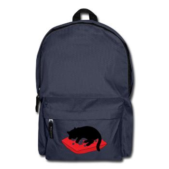 gatto_cucciolo_nero_dorme_su_un_cuscino_inverna - Rucksack - Navy - Vorne