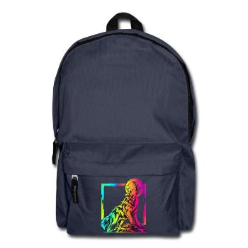 Heulender Wolf – Buntes Neon Graffiti Motiv - Rucksack - Navy - Vorne
