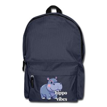 Hippo Vibes: Niedlicher Cartoon-Hippo - Rucksack - Navy - Vorne