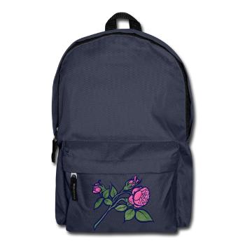 Rosa Rose mit neonblauer Kontur - Rucksack - Navy - Vorne