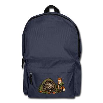 Wildschwein und Fuchs beim Zelten - Rucksack - Navy - Vorne
