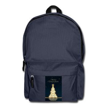 Goldener Weihnachtsbaum, isoliert am Sternenhimmel - Rucksack - Navy - Vorne