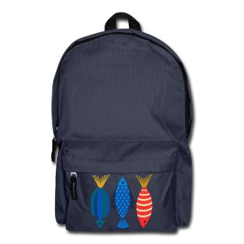 Volkskunst Fisch Meeresozean Abstraktes Grafik-Tee - Rucksack - Navy - Vorne