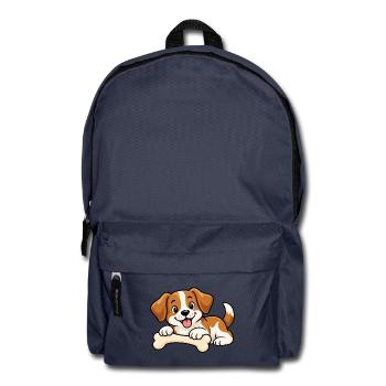 Süßer kleiner Hund mit Knochen – Comic Welpe - Rucksack - Navy - Vorne