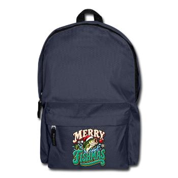 Merry Fishmas: Festlicher Weihnachtsfisch - Rucksack - Navy - Vorne