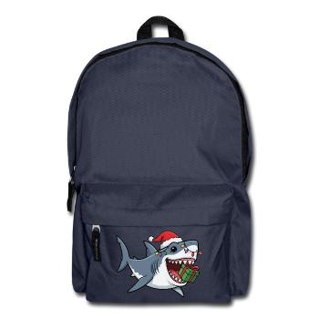 Weihnachtshai mit Lichterkette Hai Fisch Christmas - Rucksack - Navy - Vorne