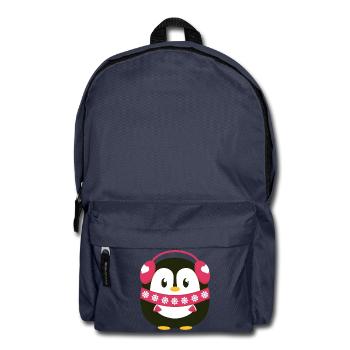 Süßer Pinguin in Pink mit Winterlook  - Rucksack - Navy - Vorne