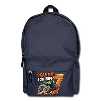 Monstertruck zum 7. Geburtstag – Yeahhh ich bin 7 - Rucksack - Navy - Vorne