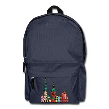 Riga Skyline im bunten Wachsmalstil - Rucksack - Navy - Vorne