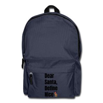 Dear Santa Define Nice – Lustiger Weihnachtselch - Rucksack - Navy - Vorne
