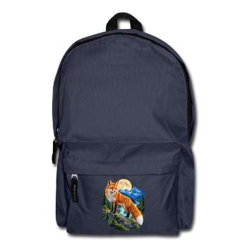 Fuchs Vollmond Wald Berge Tiermotiv für Füchse - Rucksack - Navy - Vorne