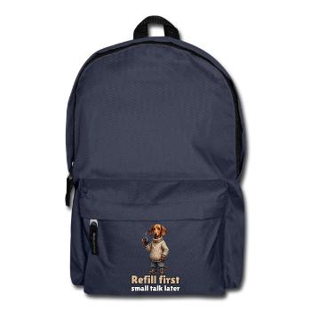 Refill First, Small Talk Later – Kaffee-Dackel - Rucksack - Navy - Vorne