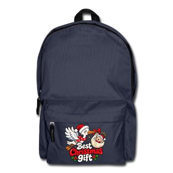 Weihnachtsstorch mit Geschenkpaket - Rucksack - Navy - Vorne