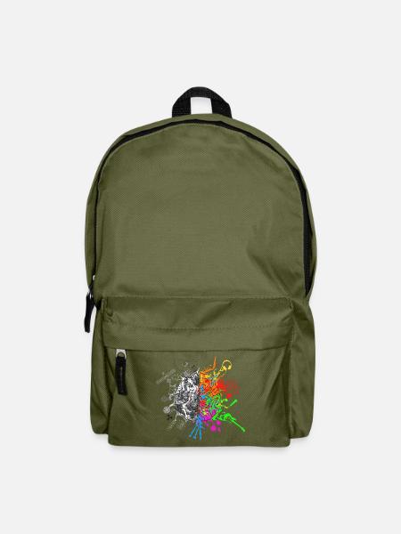 Gehirnhälften - Logik und Kreativität - Rucksack - Olivgrün