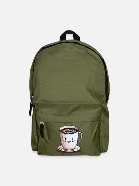 Lächelnde Tasse Kaffee - Rucksack - Olivgrün