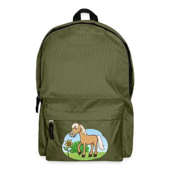 Lustiges Pferd auf Wiese - Rucksack - Olivgrün - Vorne