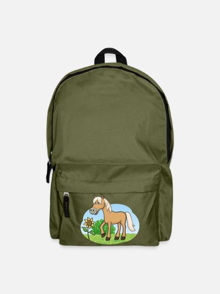 Lustiges Pferd auf Wiese - Rucksack - Olivgrün