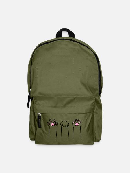 Schere Stein Papier Katze Pfote Spiel Katzenpfoten - Rucksack - Olivgrün
