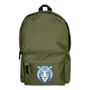Blauer aquatischer Tiger Buntes Aquarell Tier Haustier - Rucksack - Olivgrün - Vorne