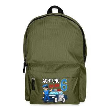 6. Geburtstag Polizei Auto 6 Jahre alt Polizist - Rucksack - Olivgrün - Vorne