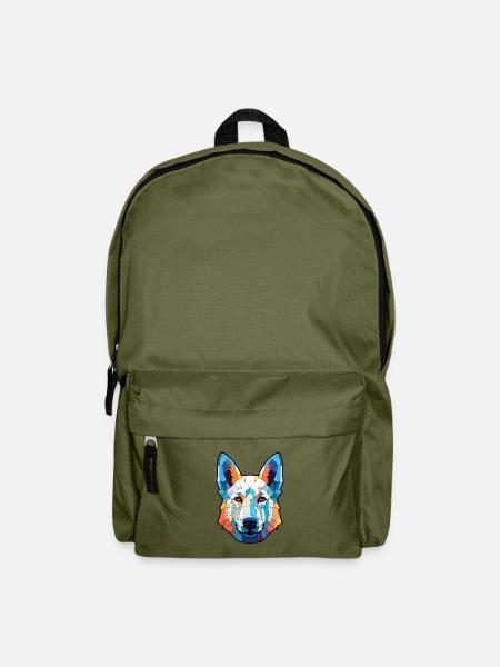Weißer Schäferhund Rasse Aquarell Illustration - Rucksack - Olivgrün