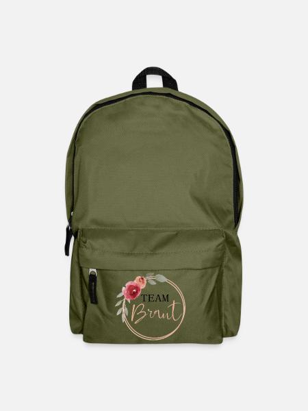 Team Braut - Vintage Blumen - Rucksack - Olivgrün