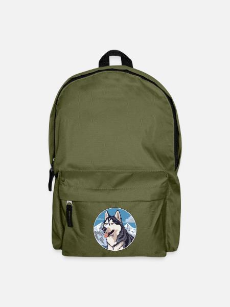 Husky Hunderasse Cartoon Kawaii Aquarell - Rucksack - Olivgrün