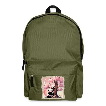 Mama und Baby-Pandas am Kirschbaum - Rucksack - Olivgrün - Vorne