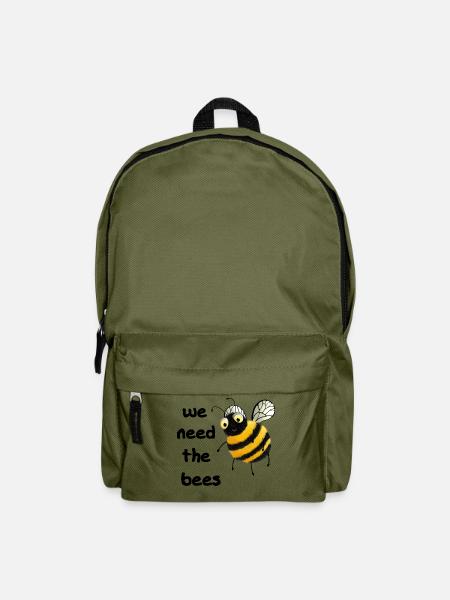 We need the Bees - Flauschige Biene Spruch - Rucksack - Olivgrün