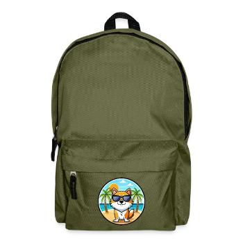 Hokkaido Dog Breed Cartoon Sunglasses Beach - Backpack - olive green - Front
