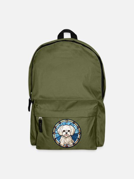 Maltesische Hunderasse Aquarellglas - Rucksack - Olivgrün