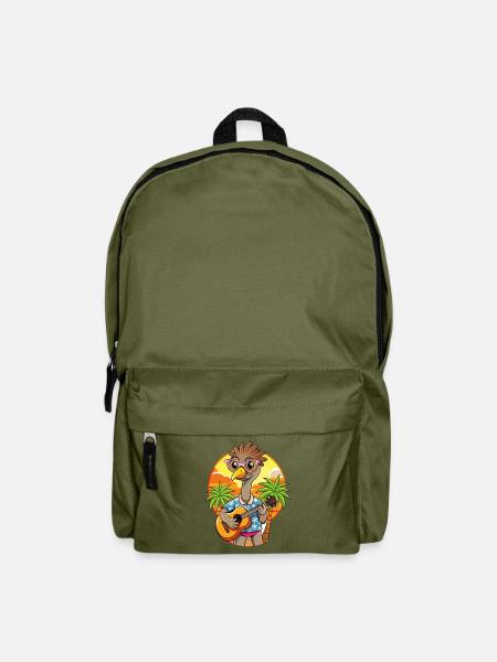 Lustige Straußen-Cartoon-Sommer-Strand-Sonnenbrille - Rucksack - Olivgrün