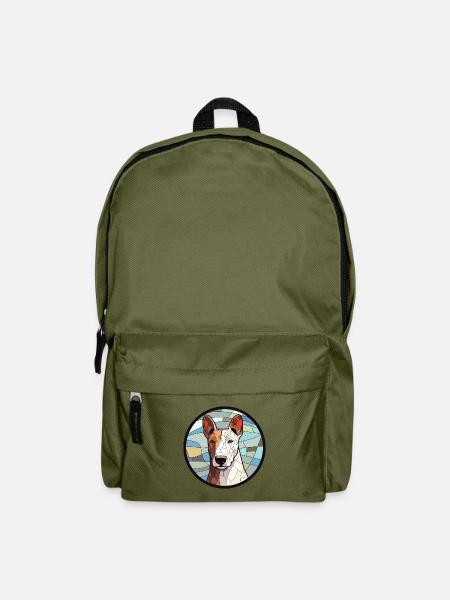 Bullterrier Hund Bunte Karikatur Ka - Rucksack - Olivgrün