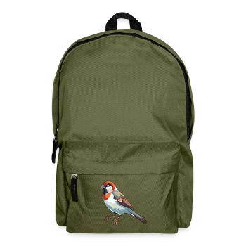 Sperling Buntes Aquarell Cartoon Kawaii Tier - Rucksack - Olivgrün - Vorne